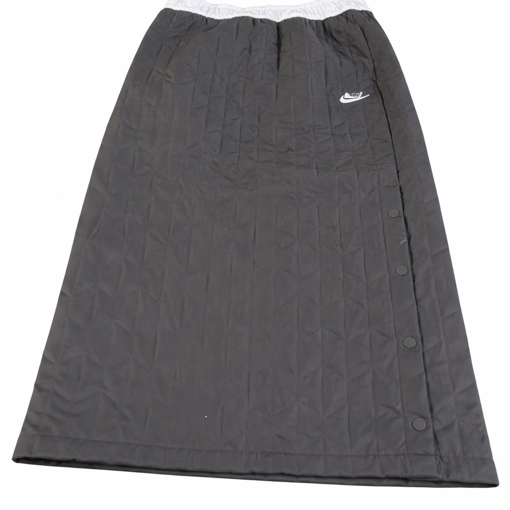 Nike Quilted Side Snap Midi Skirt Black White Logo M